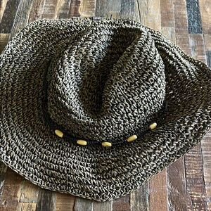 REI Woven Straw Hat with Bead Details